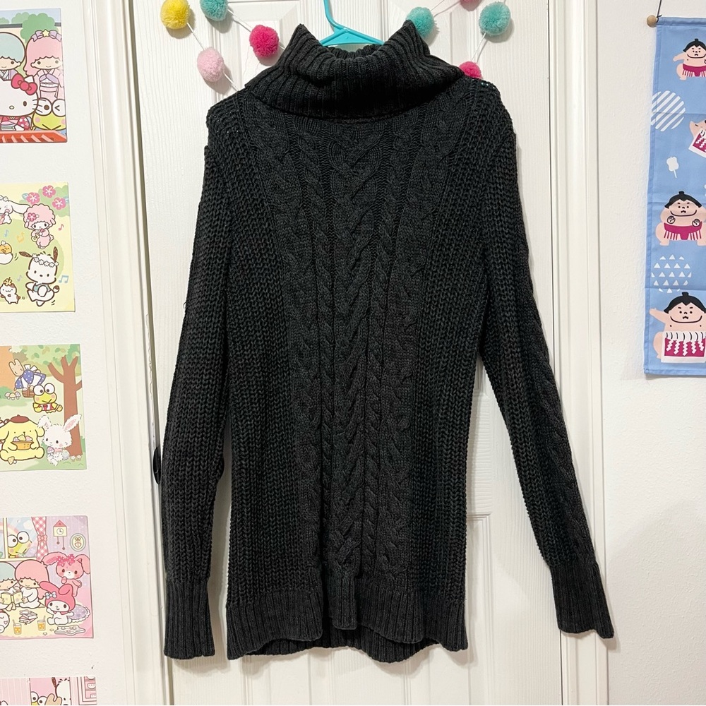 GAP Cable Knit Chunk Gray Oversized Tunic Sweater